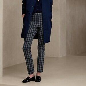 High-Rise Sloan Full-Length Pant Color: Blue Plaid